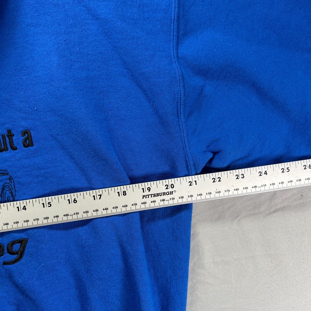 Ford Mustang Hoodie Mens Medium Royal Blue Pullover Fleece Sweatshirt Y2K - Picture 9 of 10